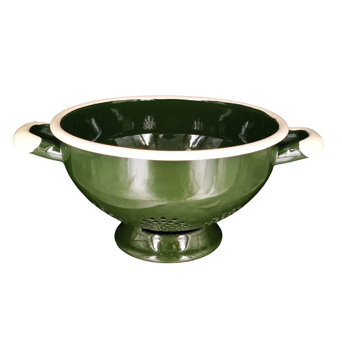 angelos durszlak emaliowany zielony handmade